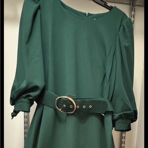 Calvin Klein Forest Green Belted Dress